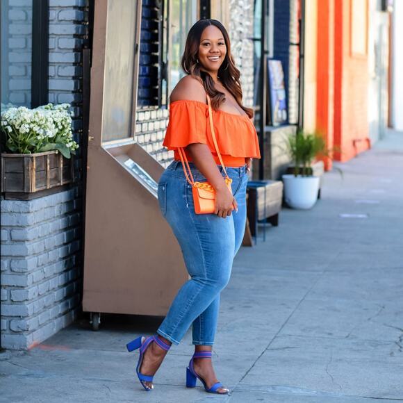 New! Eloquii‎ off the shoulder ruffle crop top, women plus size 26 - Picture 3 of 13